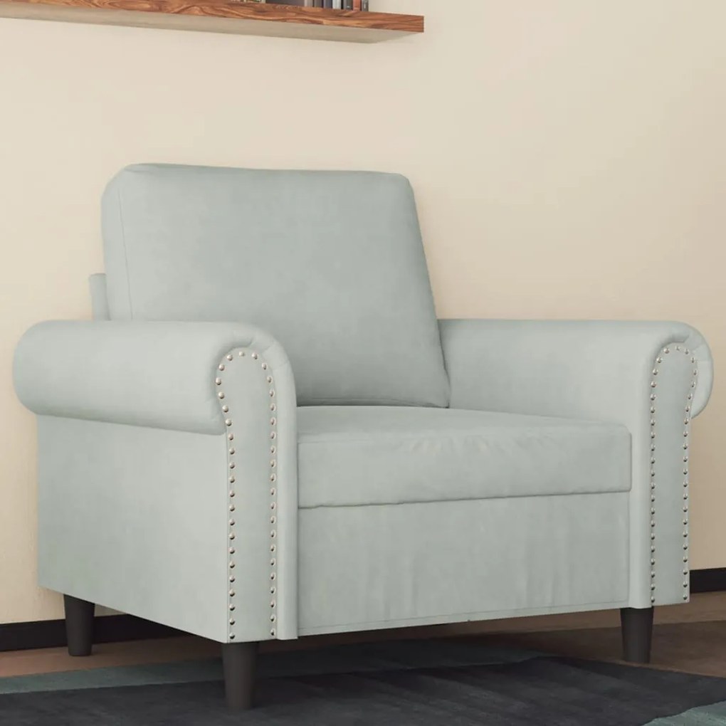 Poltrona 60 cm veludo cinzento-claro