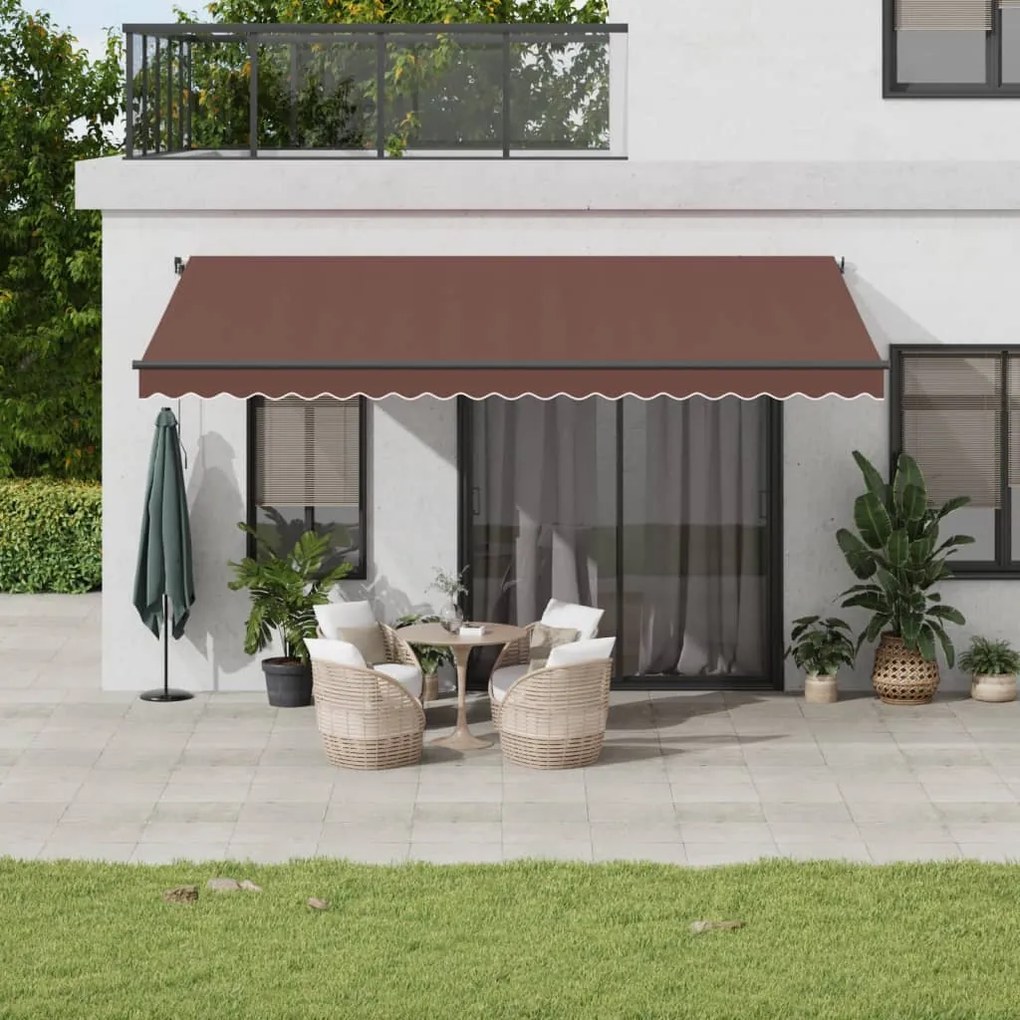 Toldo retrátil automático 500x350 cm castanho