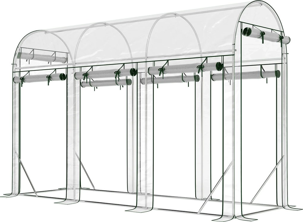 Outsunny Estufa Tipo Túnel 3x1x2 m com 8 Portas Enroláveis e Estrutura de Aço Galvanizado Anti-UV Transparente | Aosom Portugal