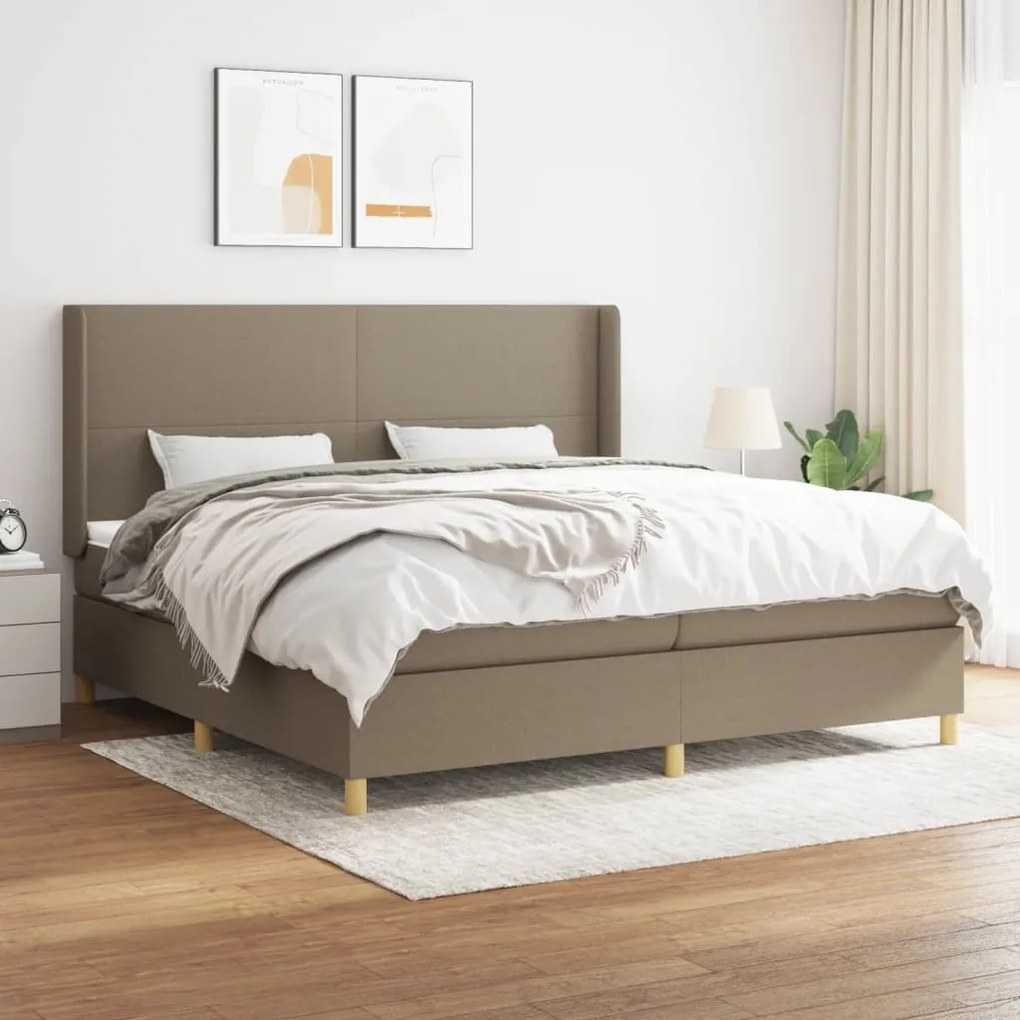 vidaXL Cama com molas/colchão 200x200 cm tecido castanho-acinzentado
