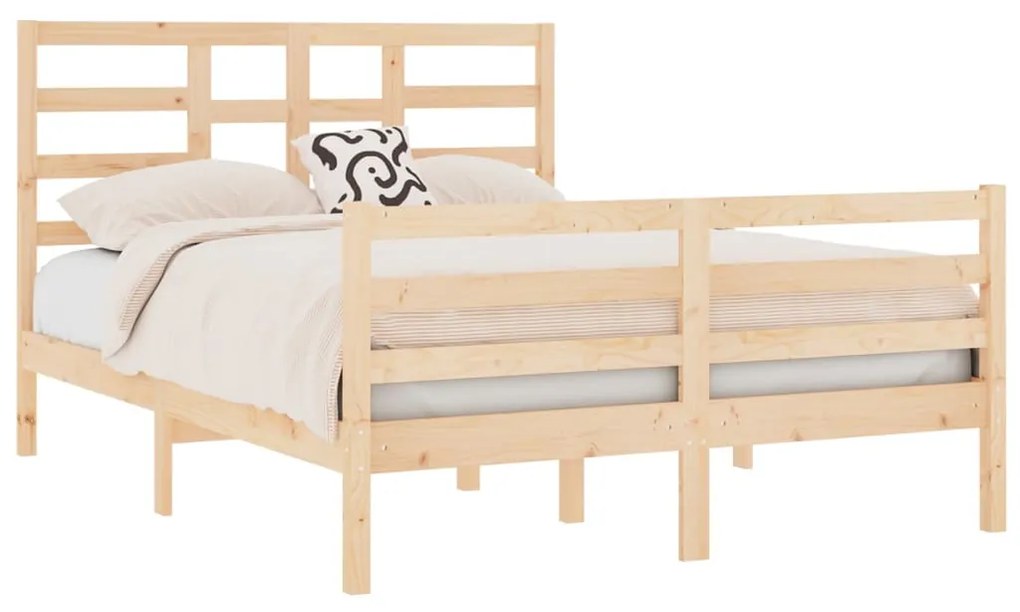 Estrutura de cama dupla 4FT6 135x190 cm madeira maciça