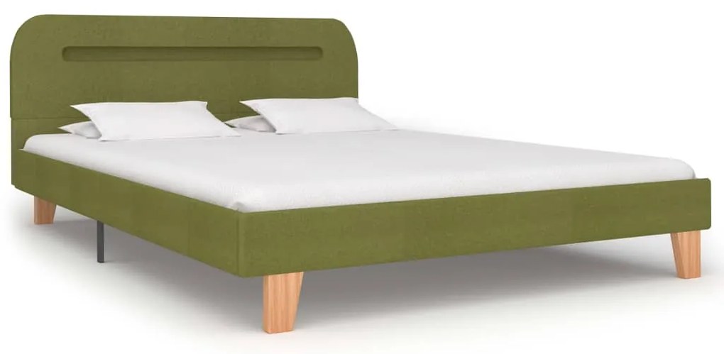 Estrutura de cama com LED em tecido 140x200 cm verde