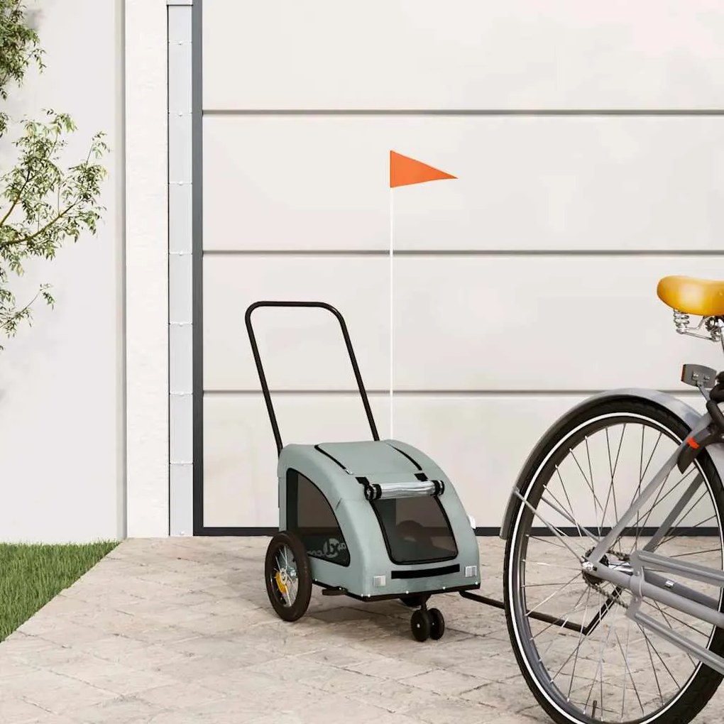 vidaXL Reboque bicicleta animais tecido oxford/ferro cinzento