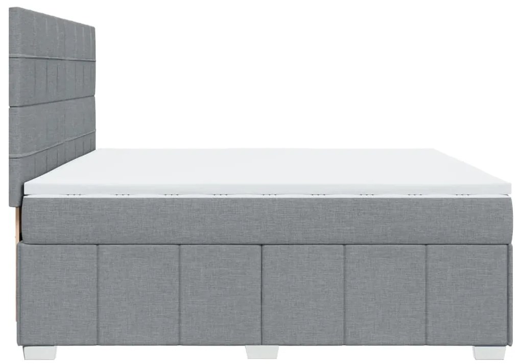 Cama com molas/colchão 200x200 cm tecido cinza-claro
