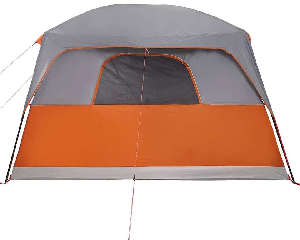 Tenda familiar para 10 pessoas impermeável cinzento e laranja