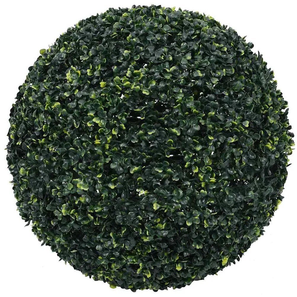 Bolas artificiais de buxo com luzes LED 2 pcs verde 52 cm