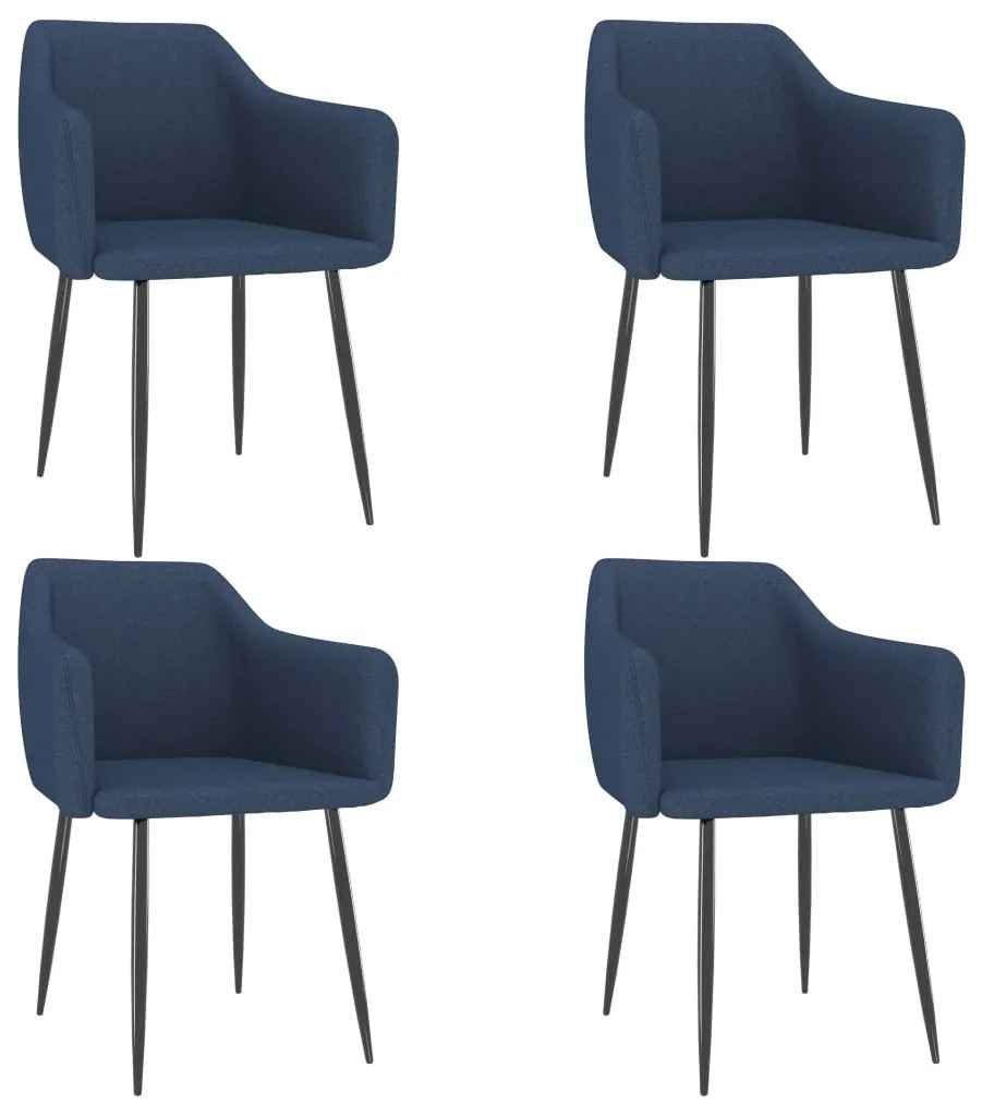 3068667 vidaXL Cadeiras de jantar 4 pcs tecido azul