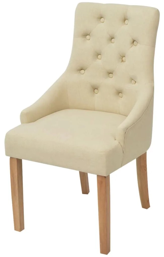 Cadeiras de jantar 2 pcs tecido cor creme