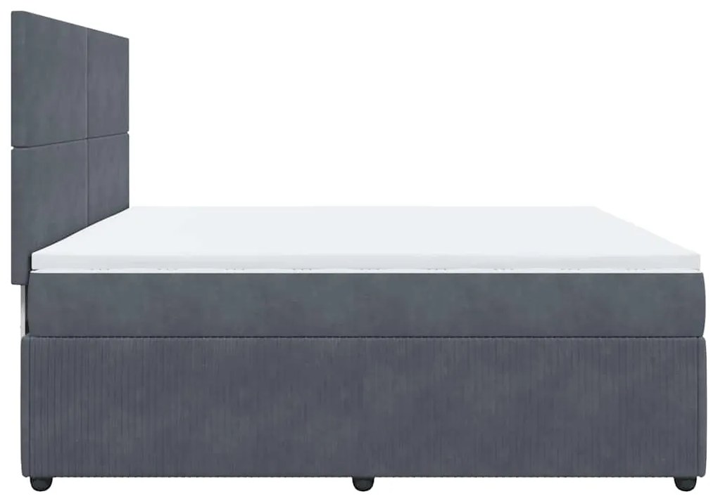 Cama com molas/colchão 200x200 cm veludo cinzento-escuro
