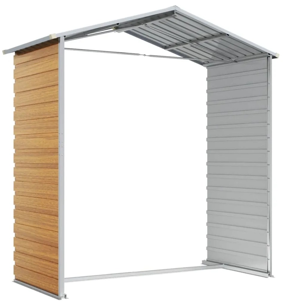 Abrigo de jardim 191x130x198 cm aço galvanizado castanho-claro