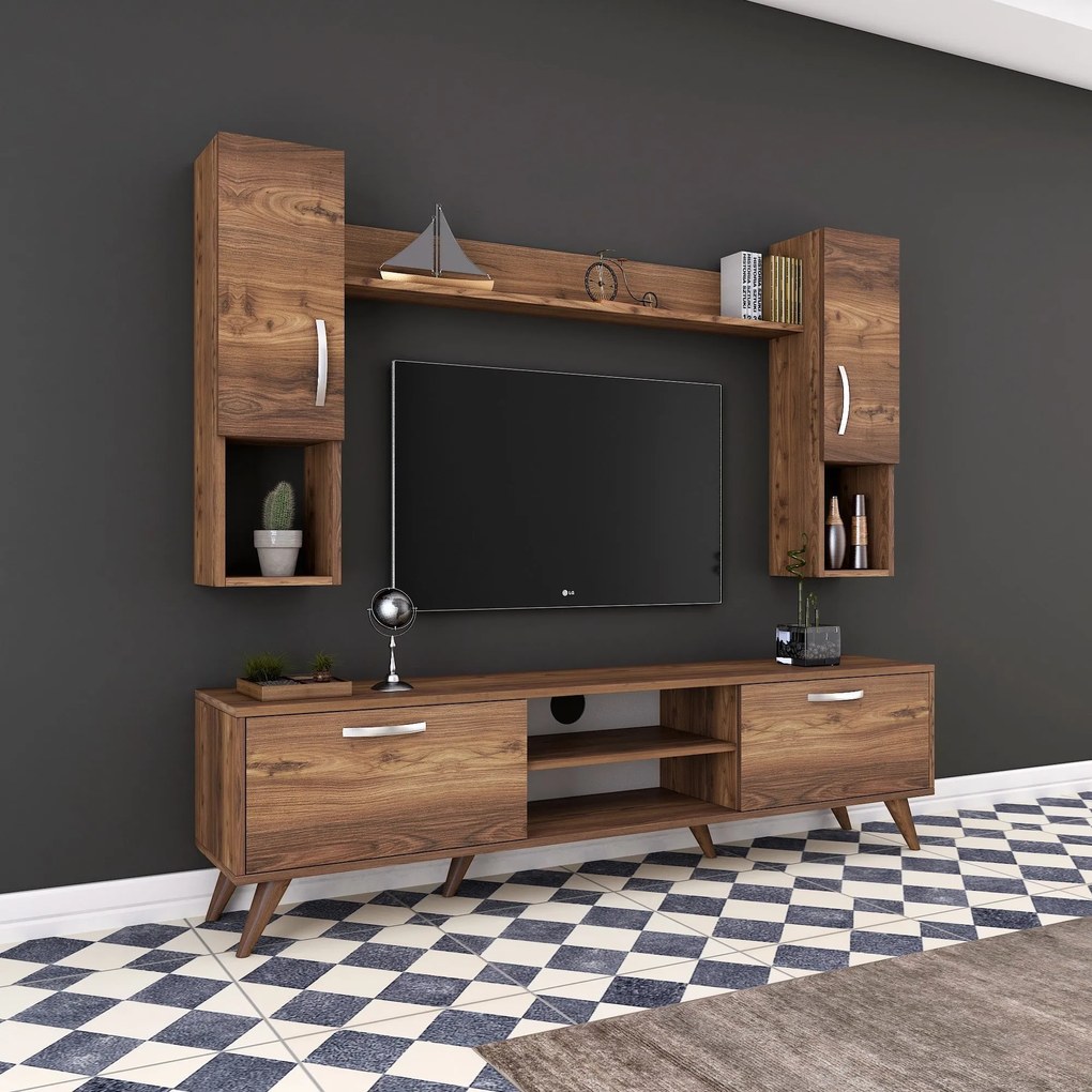 Conjunto de Móvel de TV "Askel" M3 – Design Moderno em Nogueira