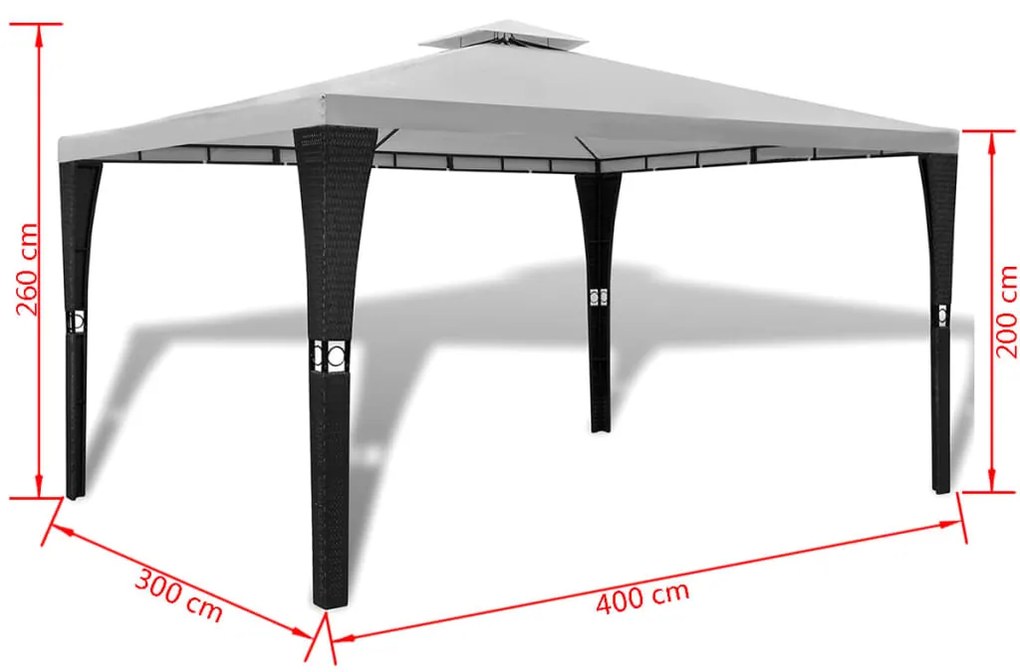 Gazebo com telhado 3 x 4 m branco creme