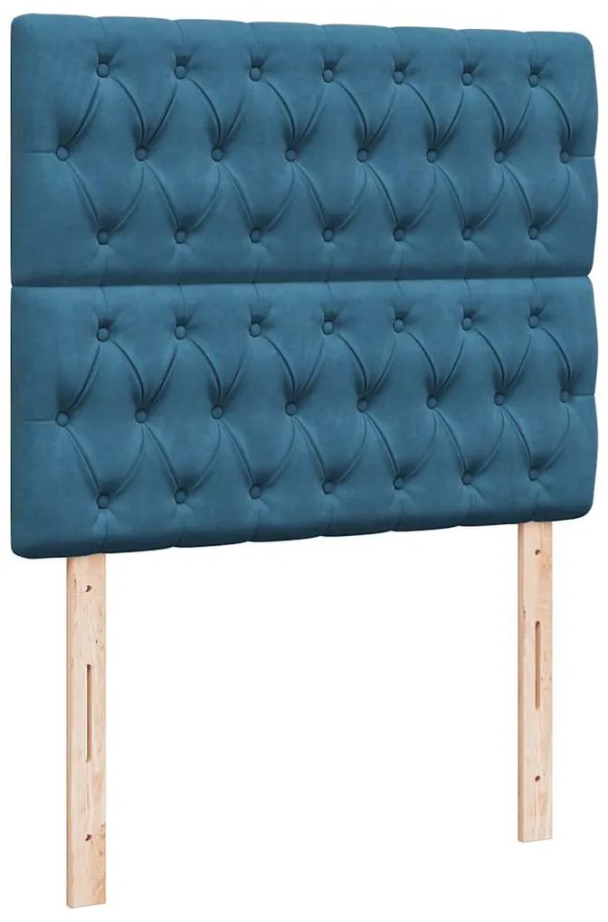 Cama boxspring com colchão 120x190 cm veludo azul-escuro