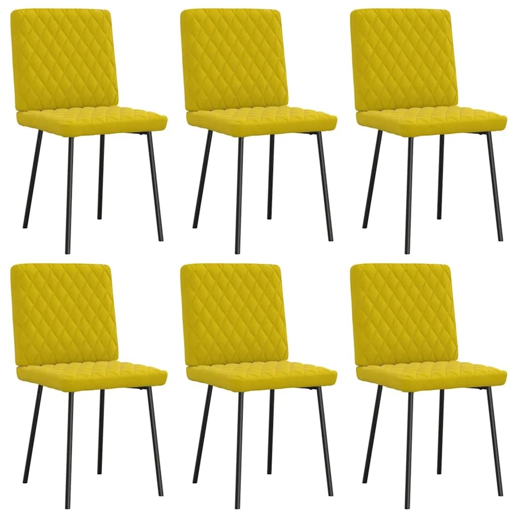 Cadeiras de jantar 6 pcs veludo amarelo