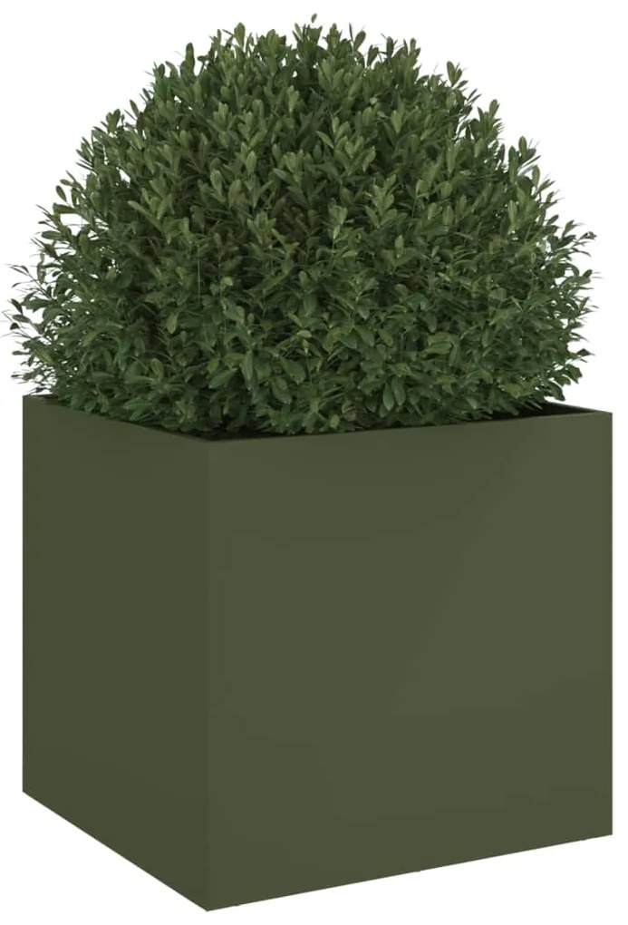 Vaso/floreira 49x47x46 cm aço verde azeitona