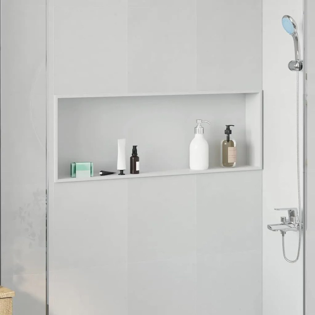 vidaXL Nichos de Chuveiro Branco 90 x 30 x 9.5 cm Aço inoxidável