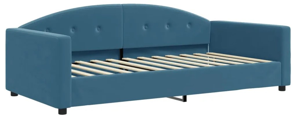 Sofá-cama com gavetão e gavetas 100x200 cm veludo azul