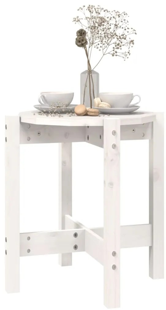 Mesa de centro Ø 42,5x45 cm madeira de pinho maciça branco