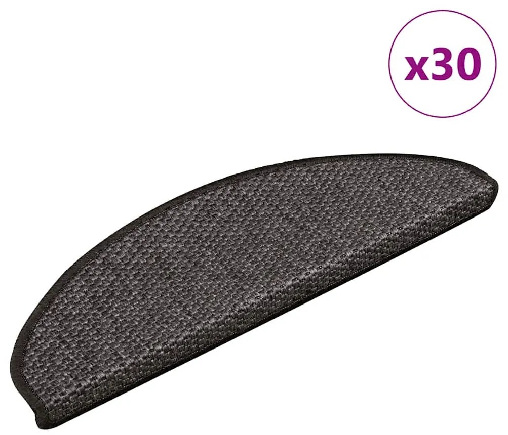 vidaXL Tapetes escada adesivos aspeto sisal 30pcs 65x21x4 cm antracite