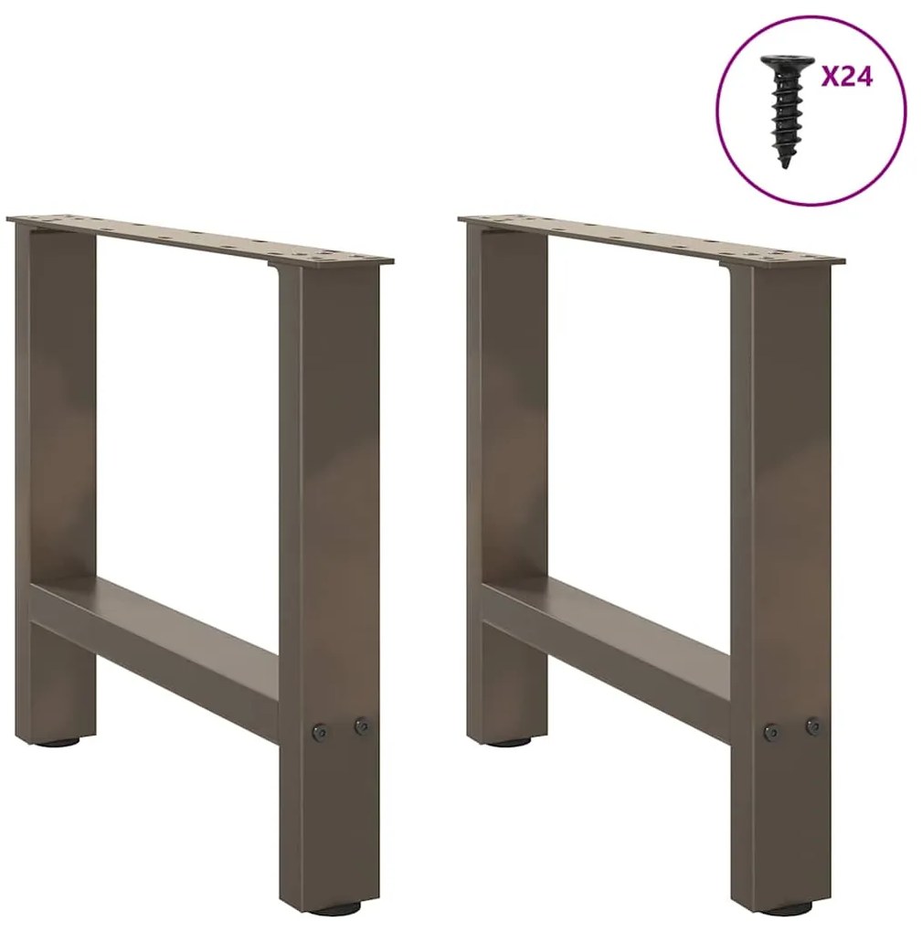 Pés para mesa de centro em aço natural, 2 peças, 60x (42-43) cm, aço