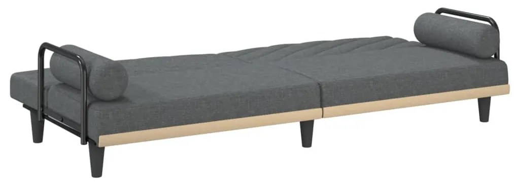 Sofá-cama com apoio de braços tecido cinzento-escuro
