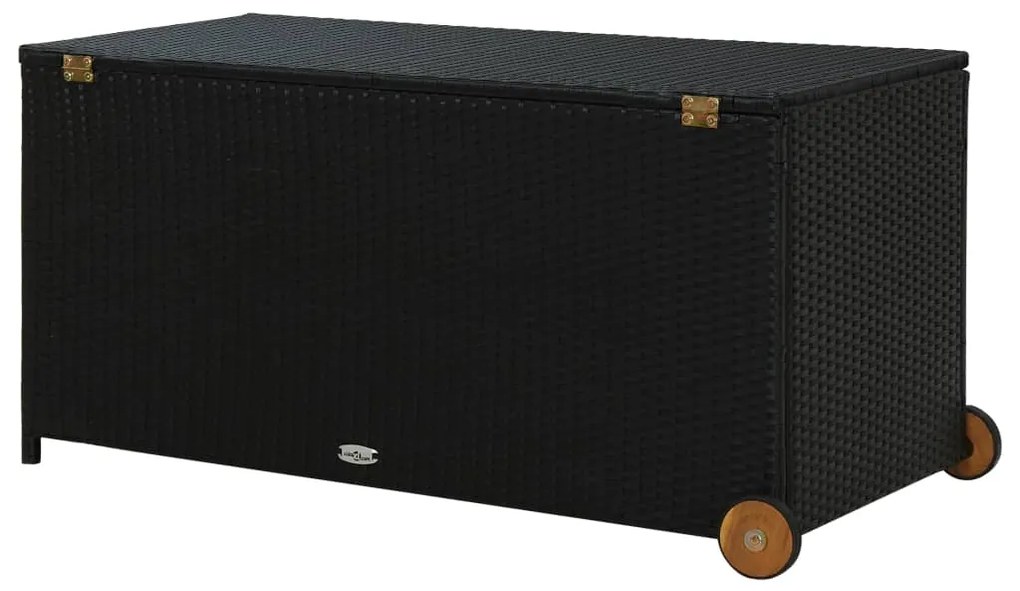 Caixa de arrumação para jardim 120x65x61 cm vime PE preto