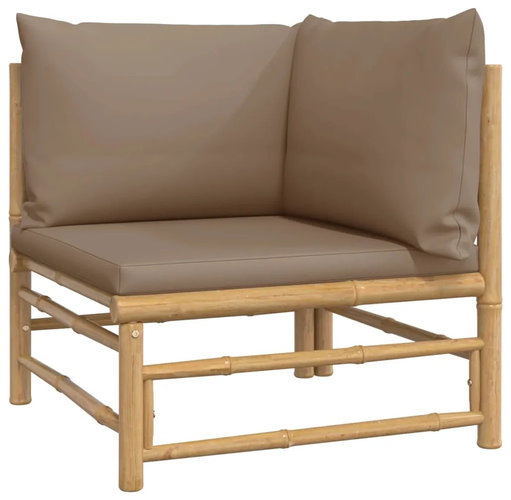 2 pcs conj. lounge jardim bambu almofadões cinzento-acastanhado