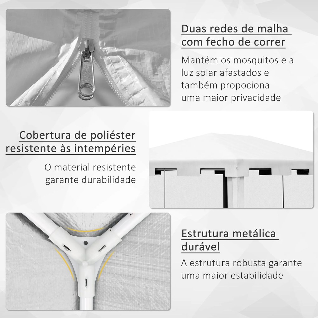 Outsunny Tenda de Jardim 4x3 m Tenda Desmontável de Exterior com 4 Mos