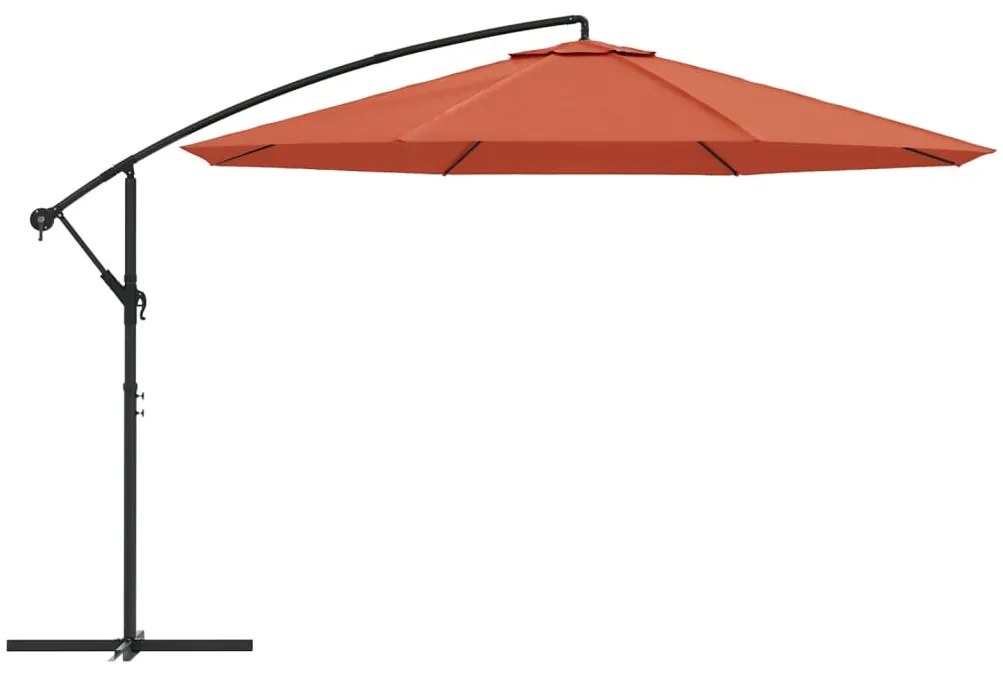 Guarda-sol cantilever com poste de alumínio 350 cm terracota