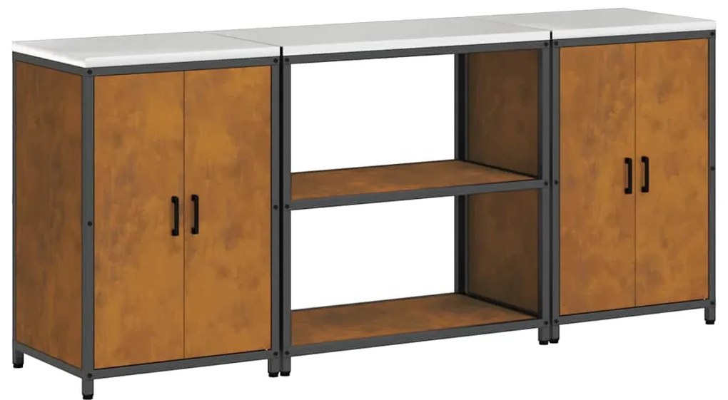 Conjunto de Armazenamento de Cozinha 3 pcs Ferro Enferrujado