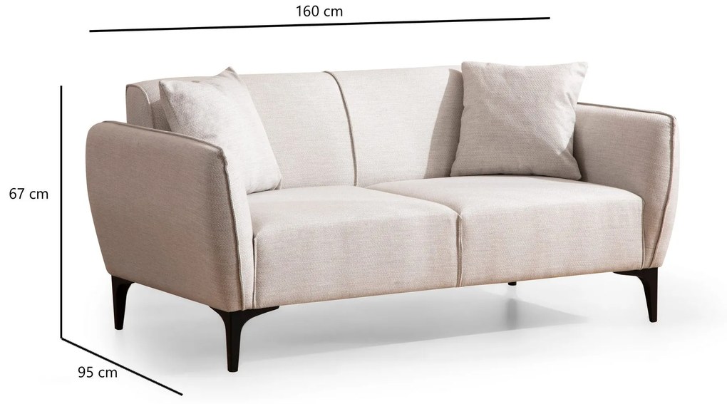 Sofá de 2 Lugares Belissimo – Off White – 160x67x95 cm