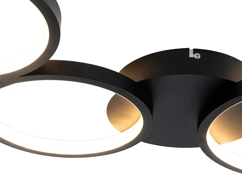Candeeiro de teto design preto com LED integrado regulável em 3 níveis 3 luzes - Pande Design