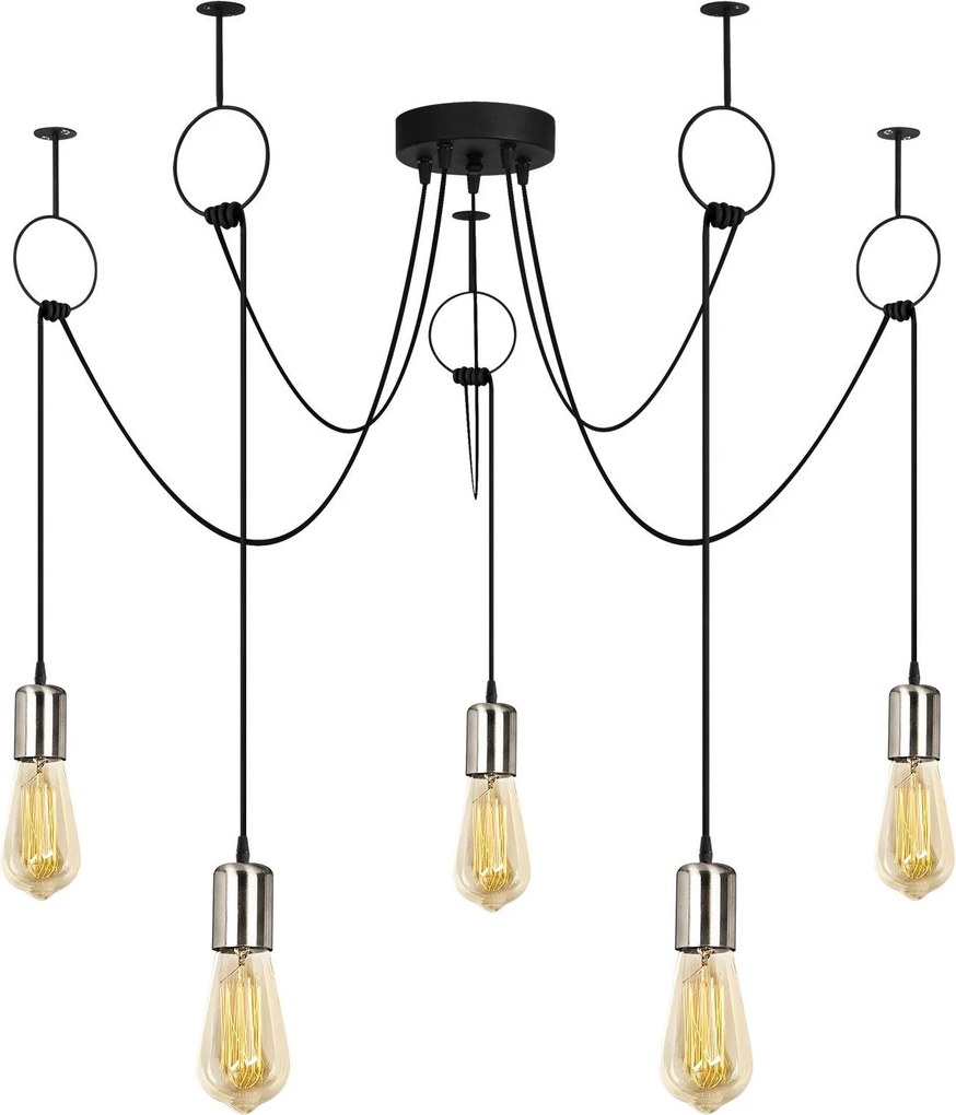 Candeeiro de Teto Sirin – Preto Níquel – 100 cm de diâmetro, 111 cm de