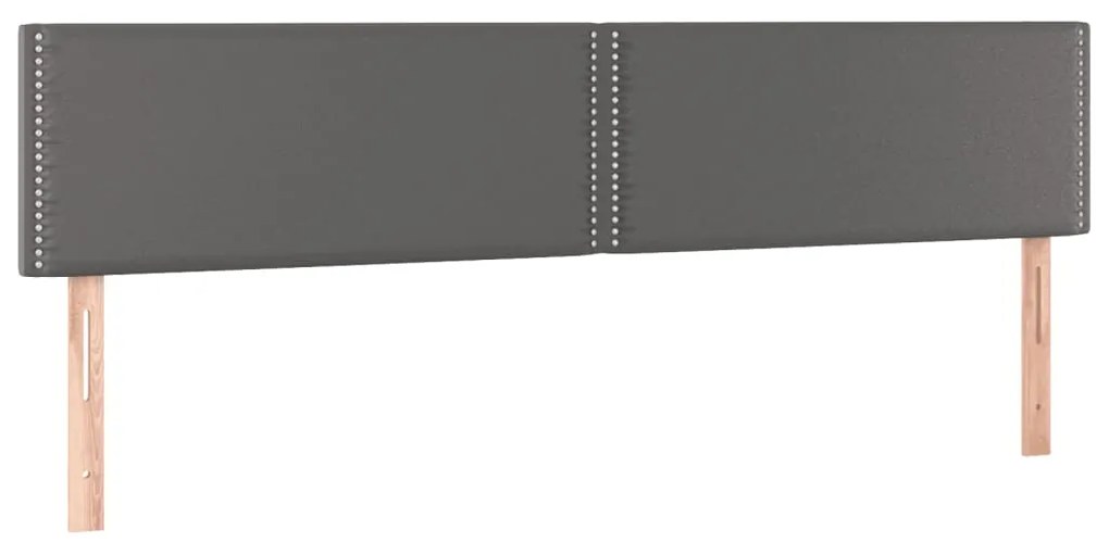 Cama box spring c/ colchão/LED 120x190cm couro artificial cinza