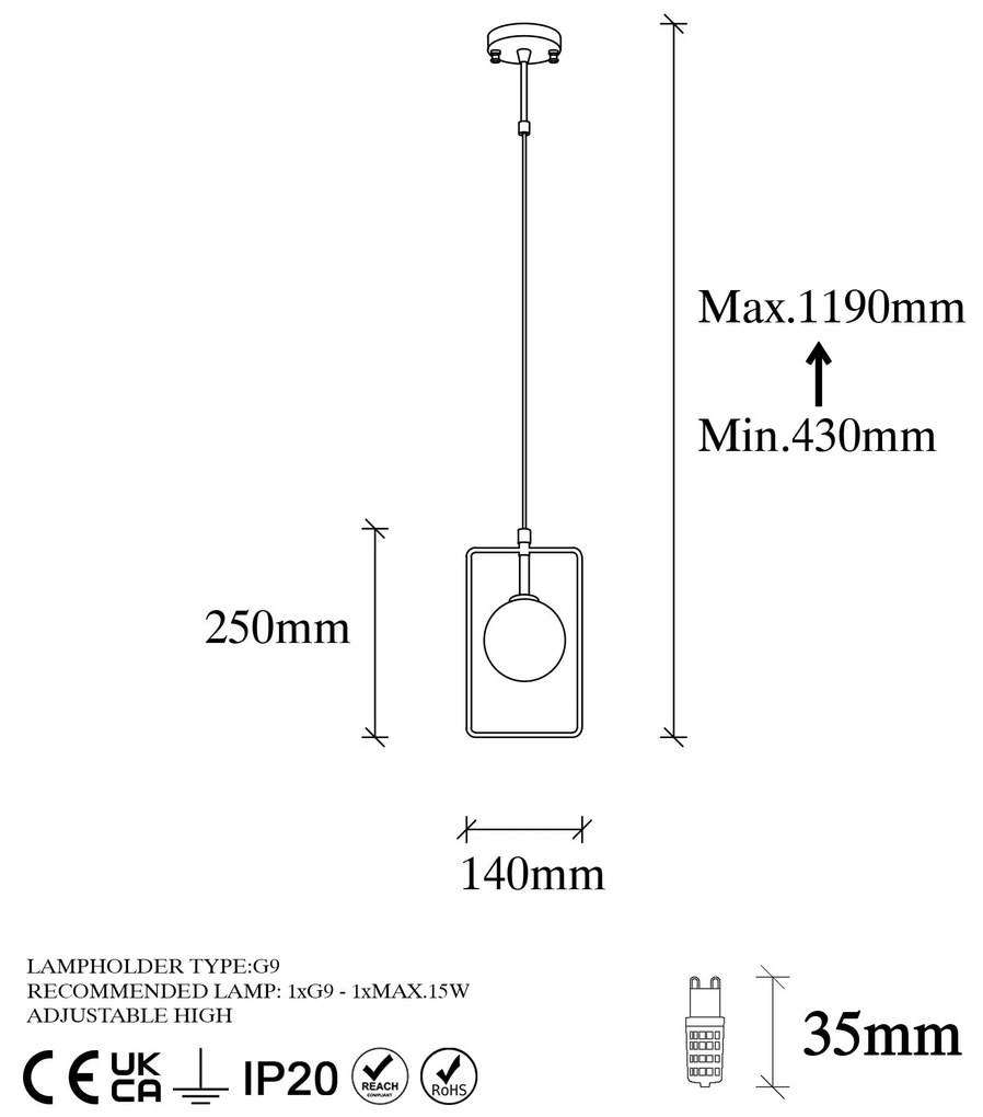 Chandelier Geometri – Preto e Branco – 14 x 12 cm