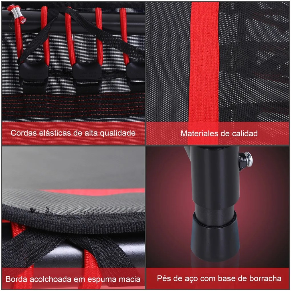 Φ122x 122/130/138cm Trampolim hexagonal Ginásio Guiador ajustável Vermelho