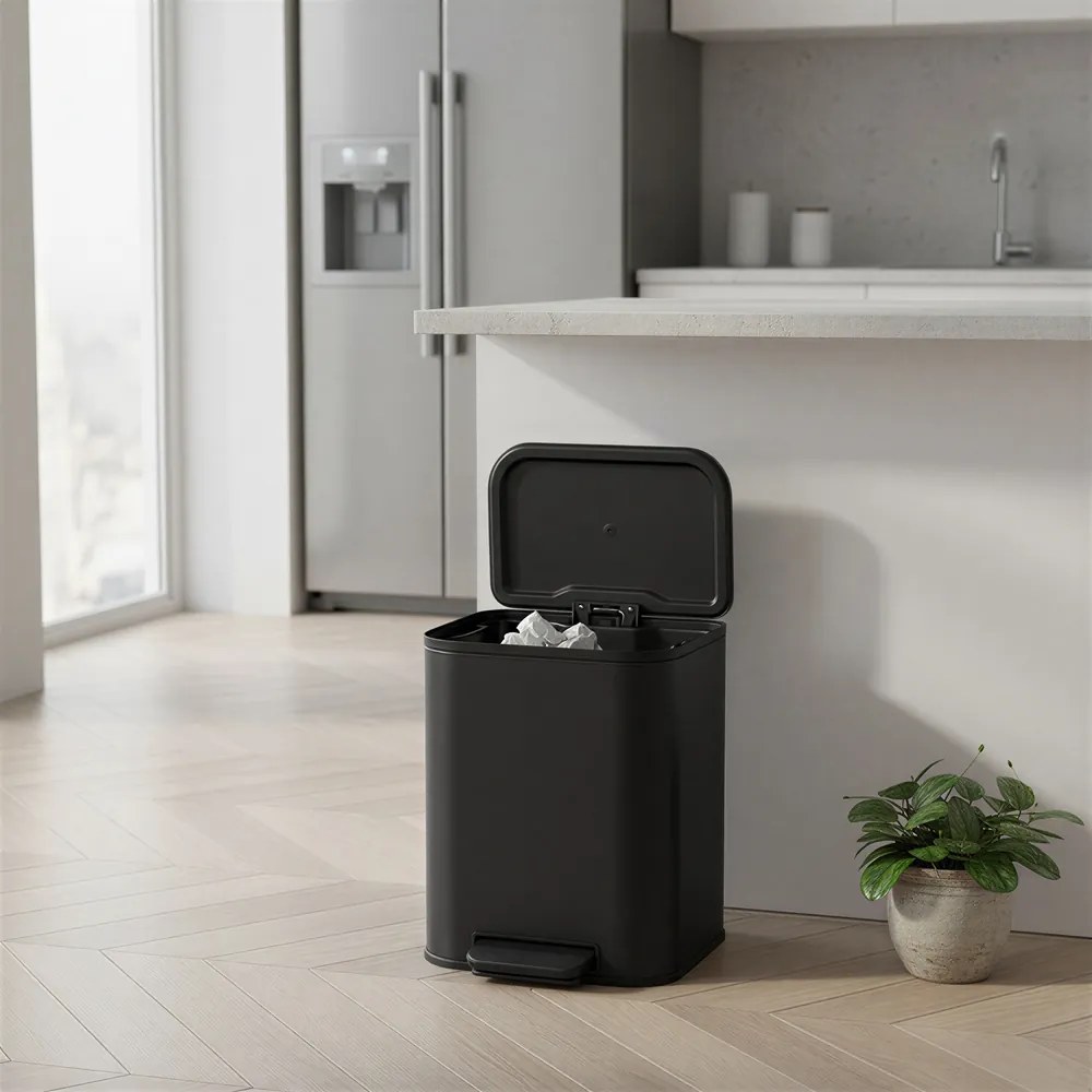 Caixote do lixo de 20 l com caixote interior 6,6 x 30 x 42,5 cm Preto