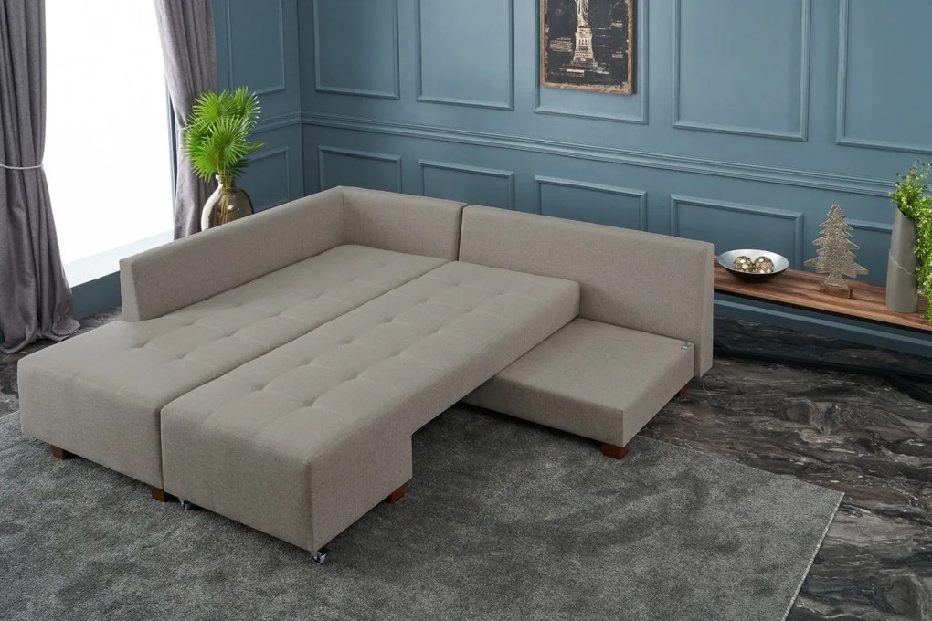 Sofá-Cama de Canto Manama – Creme – 280 x 85 x 206 cm