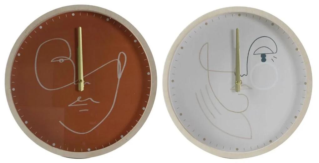 Relógio de Parede DKD Home Decor Face Dourado Madeira Terracota Cinzento claro (30 x 5 x 30 cm)