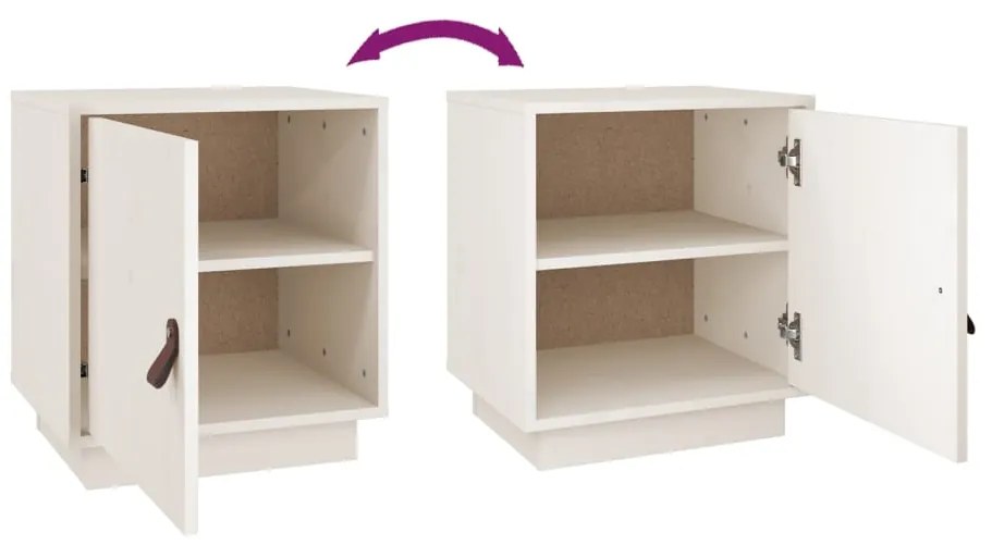 Mesa de cabeceira 40x34x45 cm madeira de pinho maciça branco