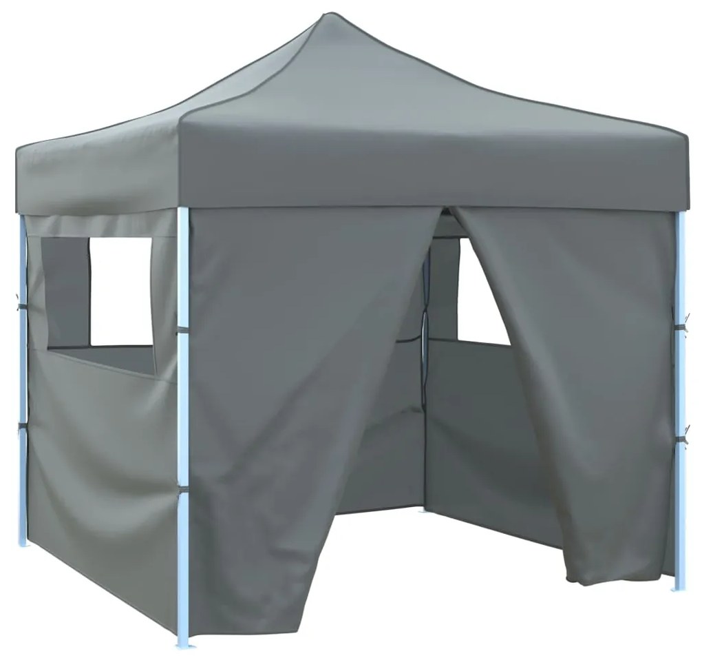 Tenda festas pop-up dobrável 4 paredes laterais 3x3 m antracite
