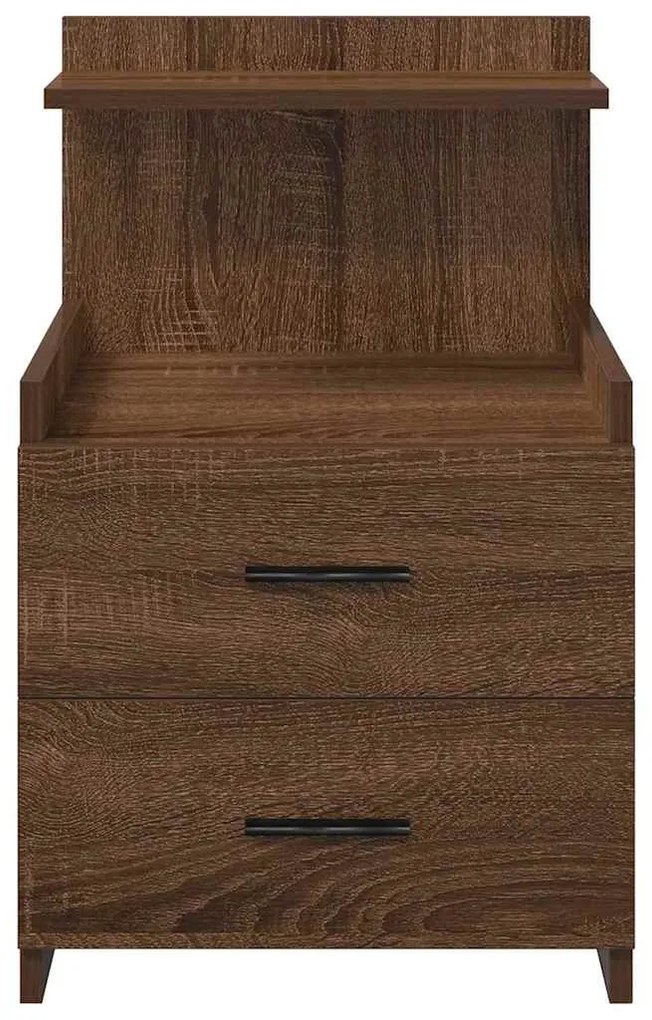 Mesa de cabeceira com 2 gavetas carvalho castanho 40x36,5x62 cm