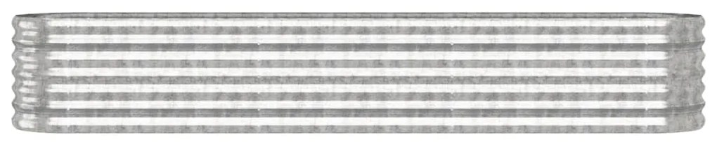 Canteiro elevado jardim 224x40x36cm aço revestido a pó prateado