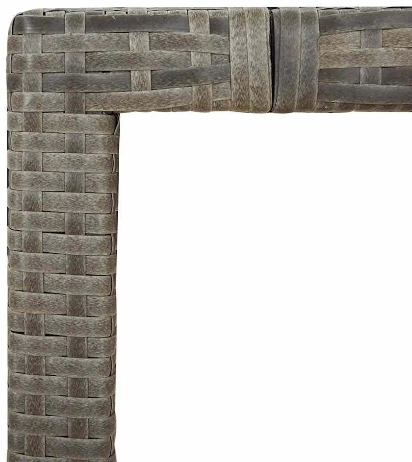 3 pcs conjunto bistrô de jardim c/ almofadões vime PE cinza