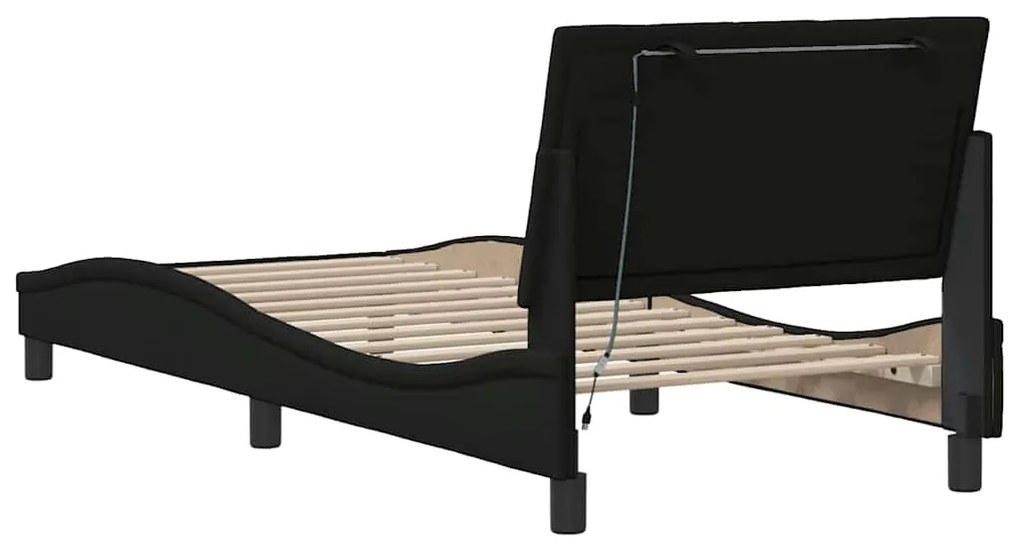 Estrutura de cama sem colchão 90x190 cm tecido preto