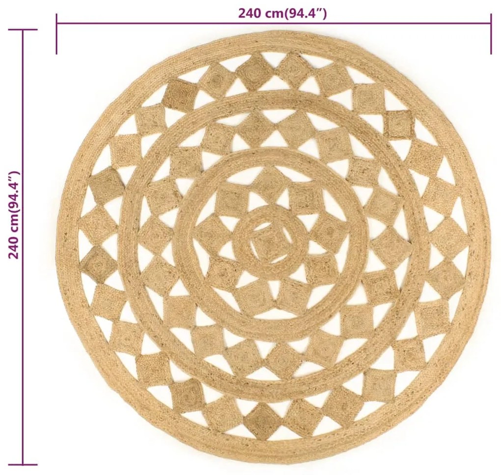 Tapete artesanal em juta trançada 240 cm