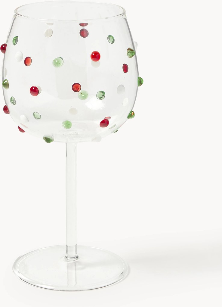 Copos de vinho branco de Natal em vidro borossilicato artesanais Perli, conjunto de 4