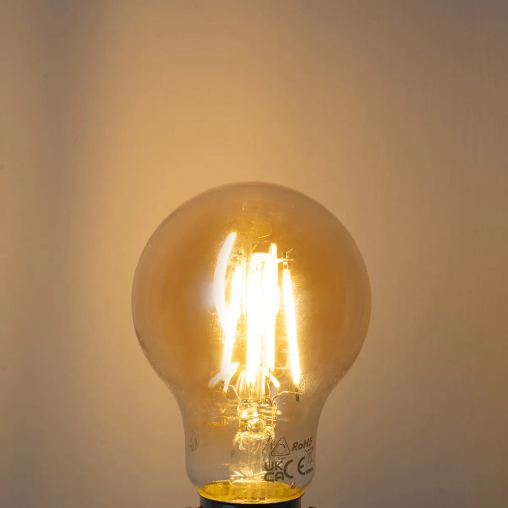 Conjunto de 5 lâmpadas LED E27 reguláveis A60 douradas 4W 420 lm 2200K