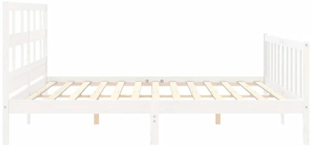 Cama sem colchão 200x200 cm madeira de pinho maciça branco