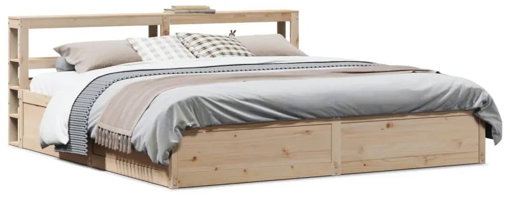 vidaXL Estrutura de cama com cabeceira 200x200 cm pinho maciço